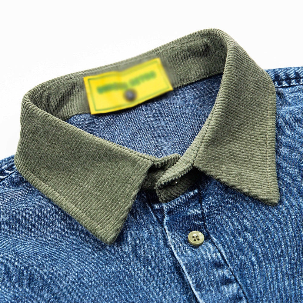 Chemise en jean décontractée à motif ours, style Loose Bear
