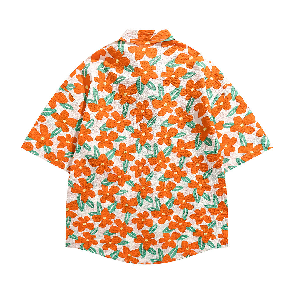 Trendiges Kurzarmhemd mit hawaiianischem Blumenmuster