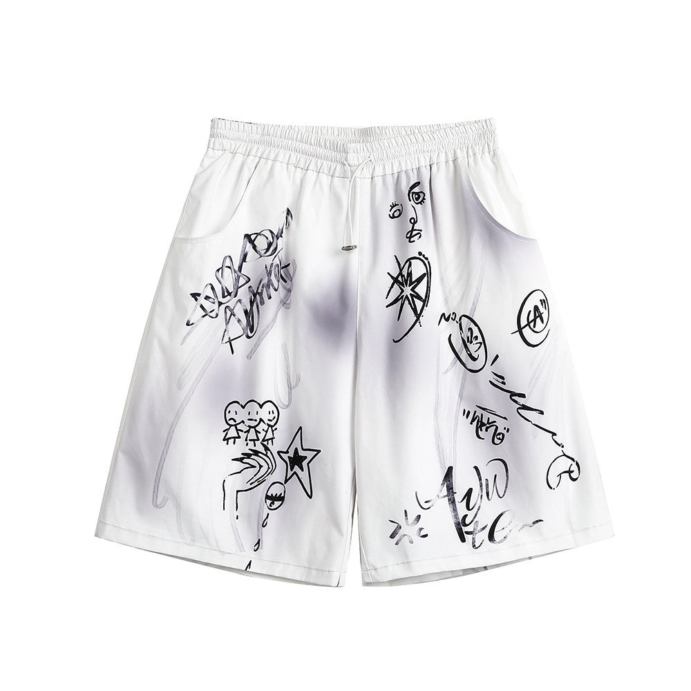 Shorts mit Graffiti-Sprühfarbe aus der High Street