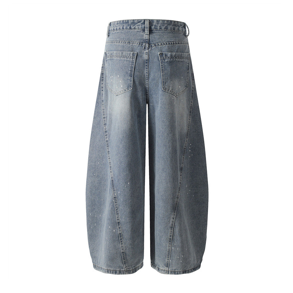 Weite Jeans mit Tintenmuster
