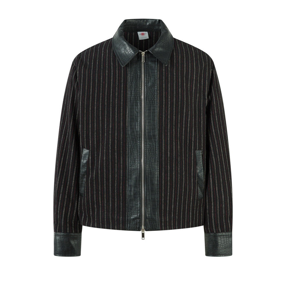 Herren Retro-Krokodillederjacke aus PU-Leder