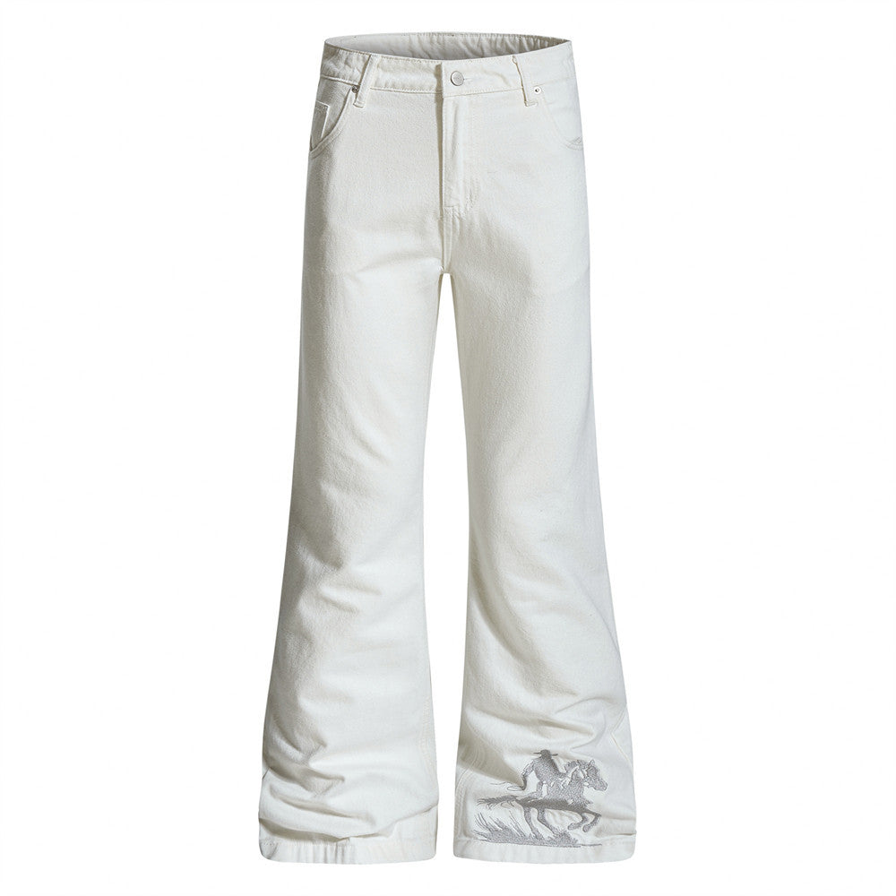 Hippie-Jeans für Herren mit Stickerei und Schlaghose
