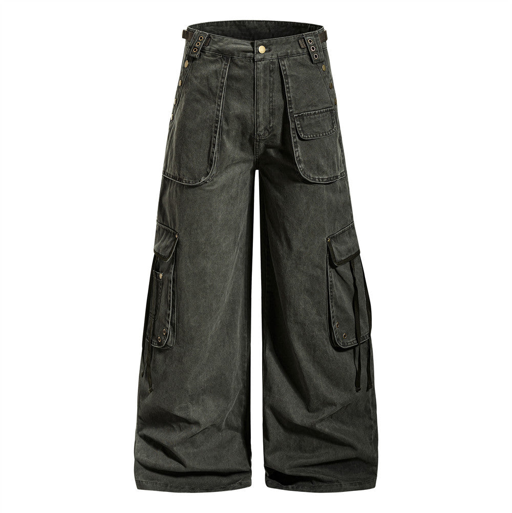 Herren-Arbeitsjeans mit mehreren Taschen und weitem Bein