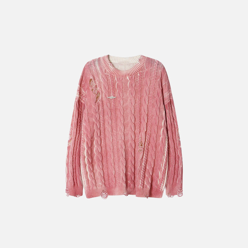 Used-Look-Zopfstrickpullover