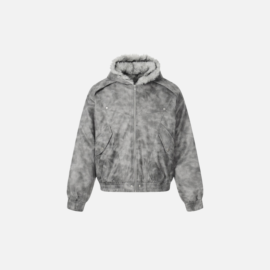 Veste épaisse d'hiver camouflage à capuche en fausse fourrure