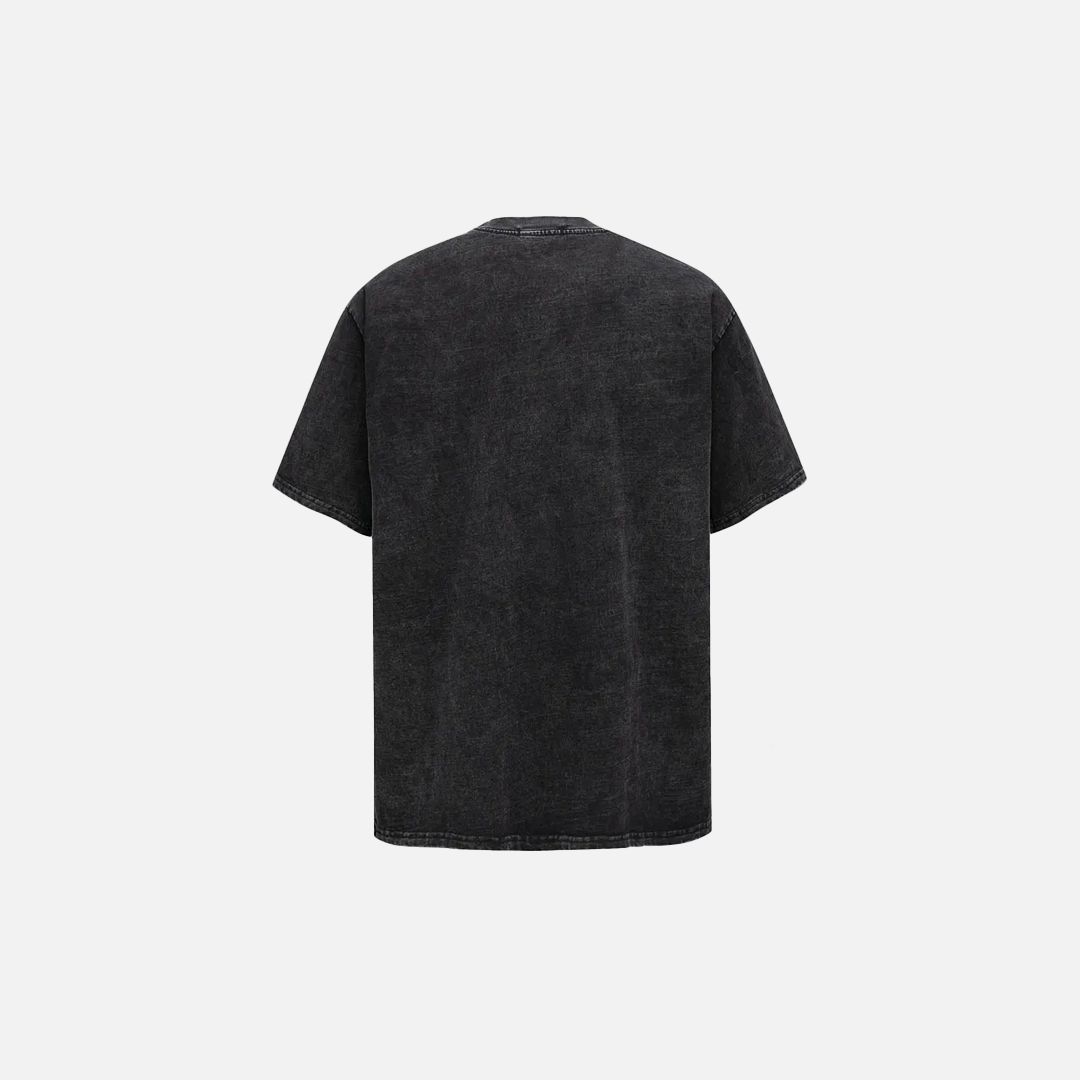Schwarzes Vintage-T-Shirt mit UFO- und Alien-Motiv