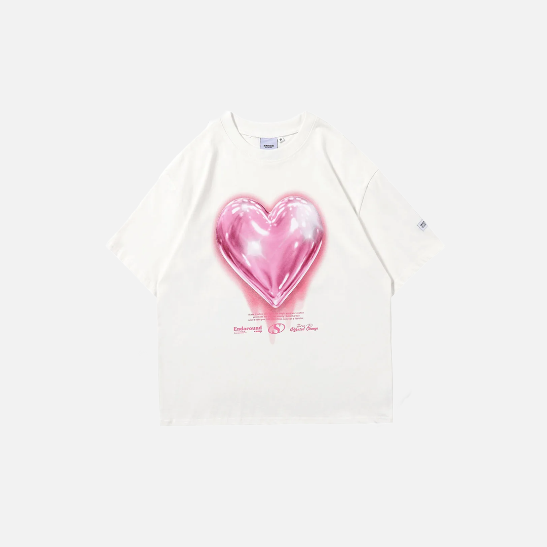 T-shirt hip-hop à motif ballon d'amour