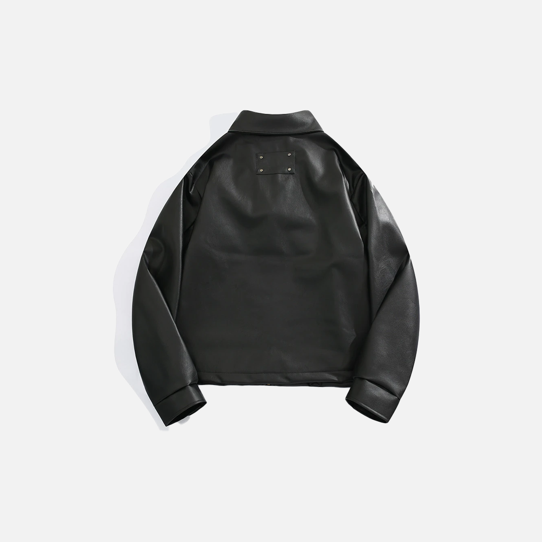 Streetwear-Lederjacke im amerikanischen Motorradstil mit Reißverschluss