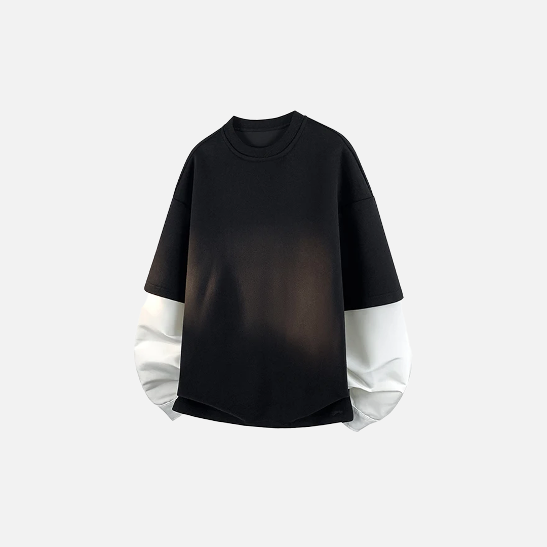 Gemütliches Oversize-Sweatshirt mit Rundhalsausschnitt und Fake-Zweiteiler-Optik