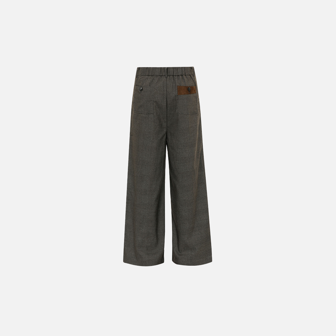 Vintage-Hose mit Falten, Farbblock-Design, Taschen und geradem Bein