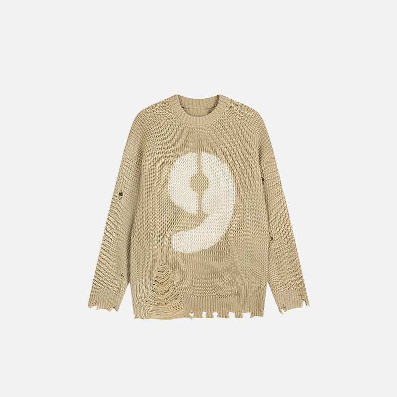 Used-Look-Pullover mit der Nummer 9