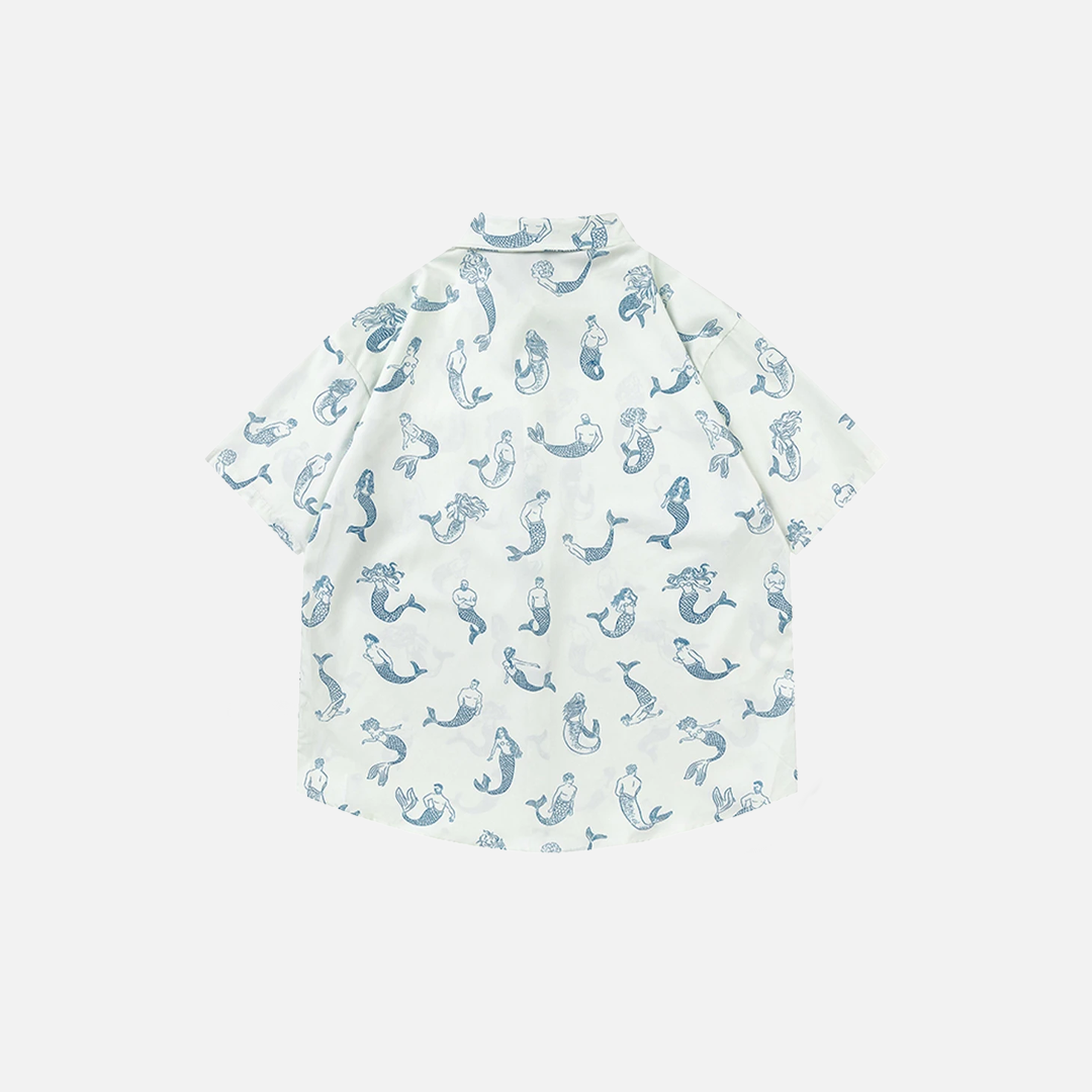 Chemise blanche oversize à imprimé sirène