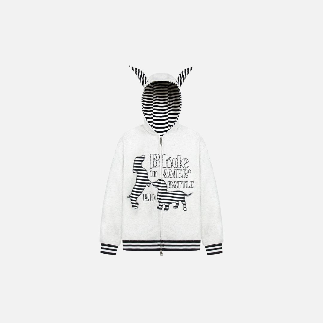 Autumn Embroidered Puppy Hooded Sweatshirt