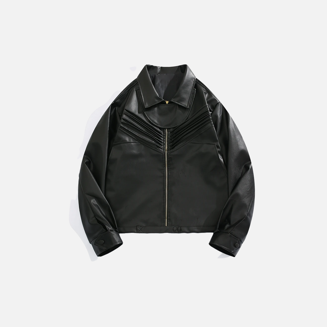 Streetwear-Lederjacke im amerikanischen Motorradstil mit Reißverschluss