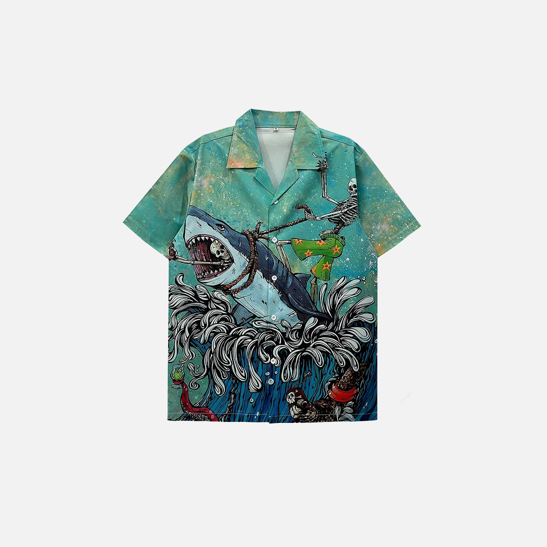 Chemise hawaïenne Aloha à motif requin