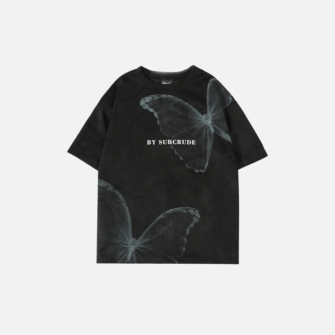 Y2K Schmetterlingsgrafik Hip-Hop Kurzarm-T-Shirt