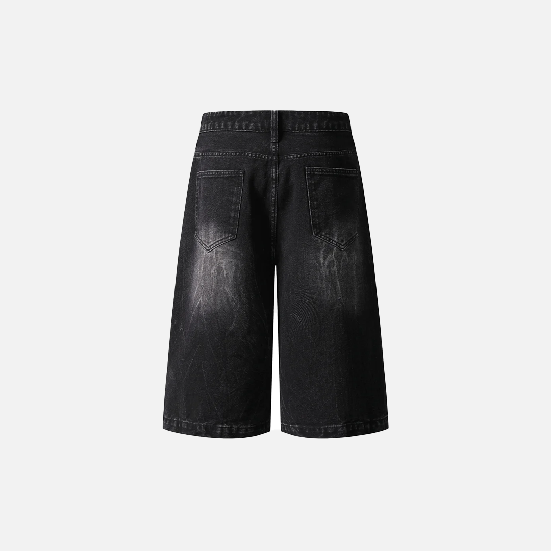 Flattering Black Distressed Ripped Denim Short