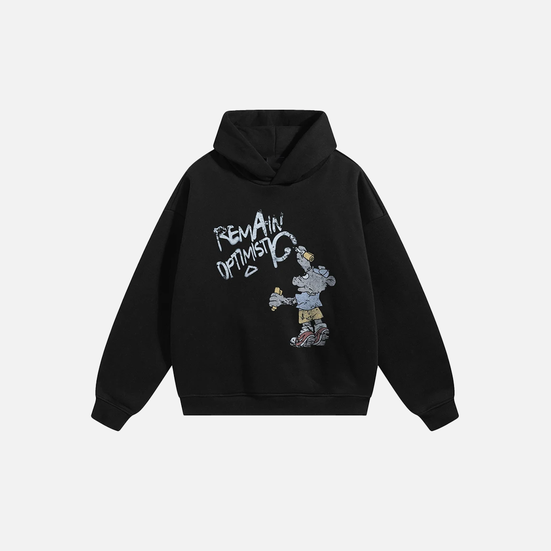 Optimistischer, lustiger Cartoon-Hoodie