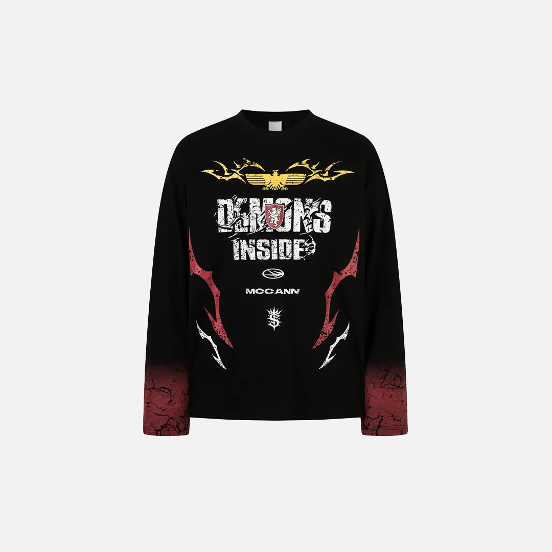Strapazierfähiges Langarm-T-Shirt mit Grunge-Grafikdruck