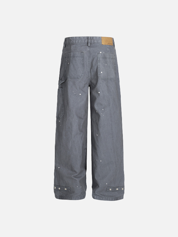 Streetwear Punk Distressed Wide Leg Denim Jeans