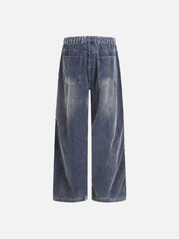 Retro-Cordhose, lässig, gewaschen, weites Bein