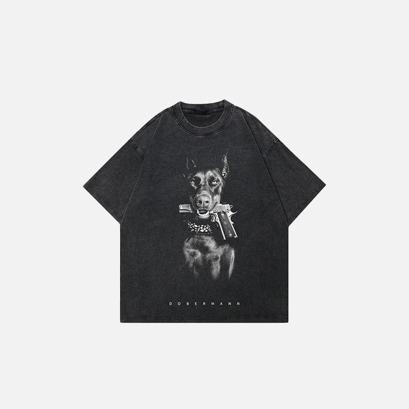 Dobermann-Gangsterhund-Grafik-T-Shirt