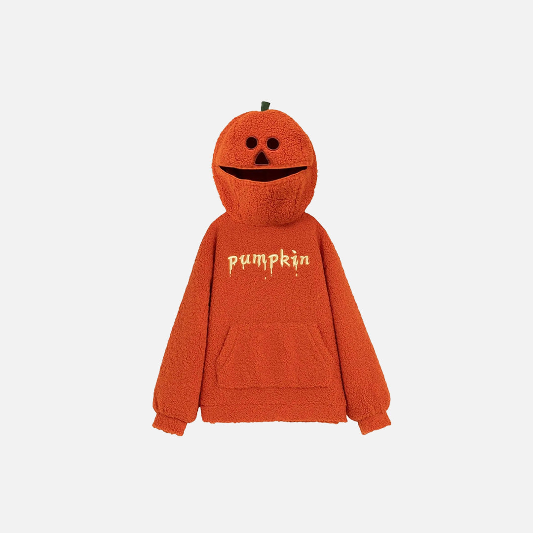 Sweat à capuche oversize ample citrouille Y2K
