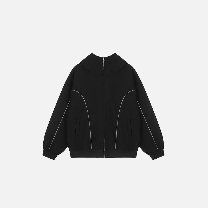 Kapuzenpullover mit gebogener Naht und Reißverschluss