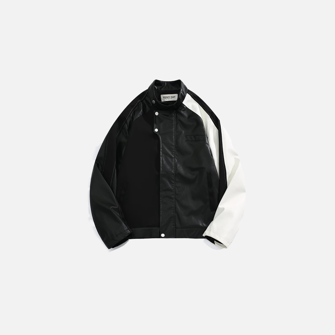 Amerikanische Arbeitsjacke aus Leder in Kontrastfarbe