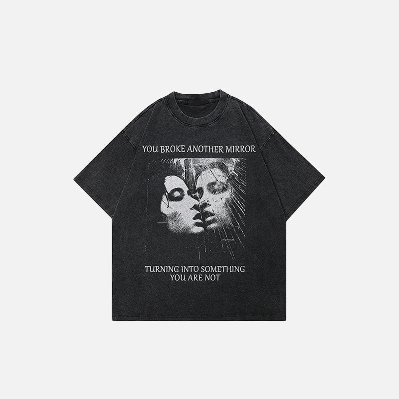 T-shirt vintage à motif miroir