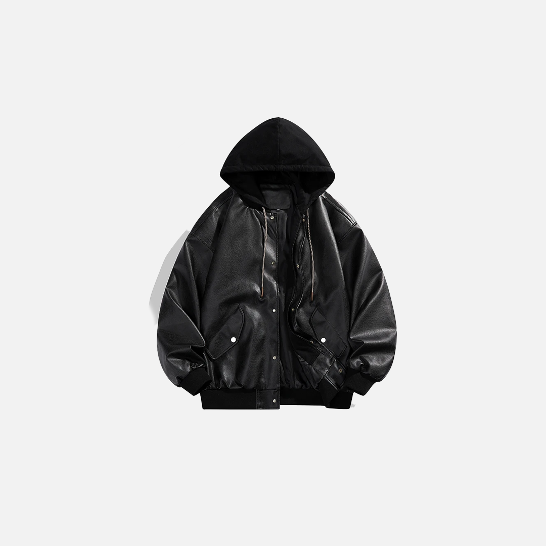 Coole Kapuzenjacke aus Kunstleder