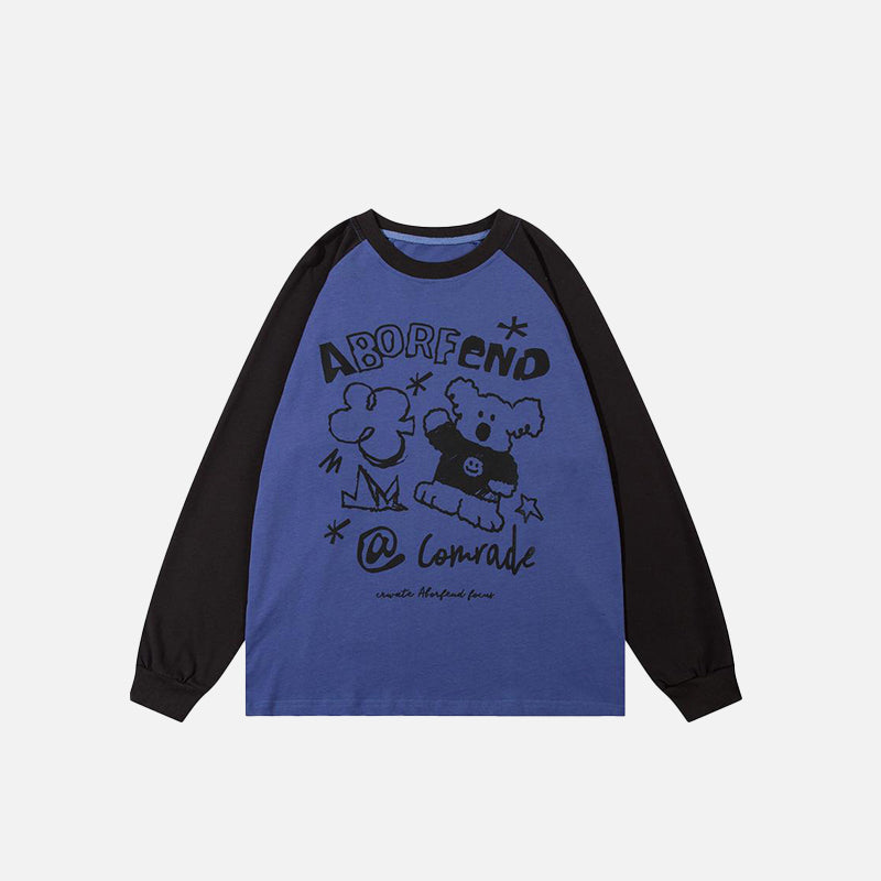 Sweatshirt mit Hunde-Landschafts-Buchstabenprint