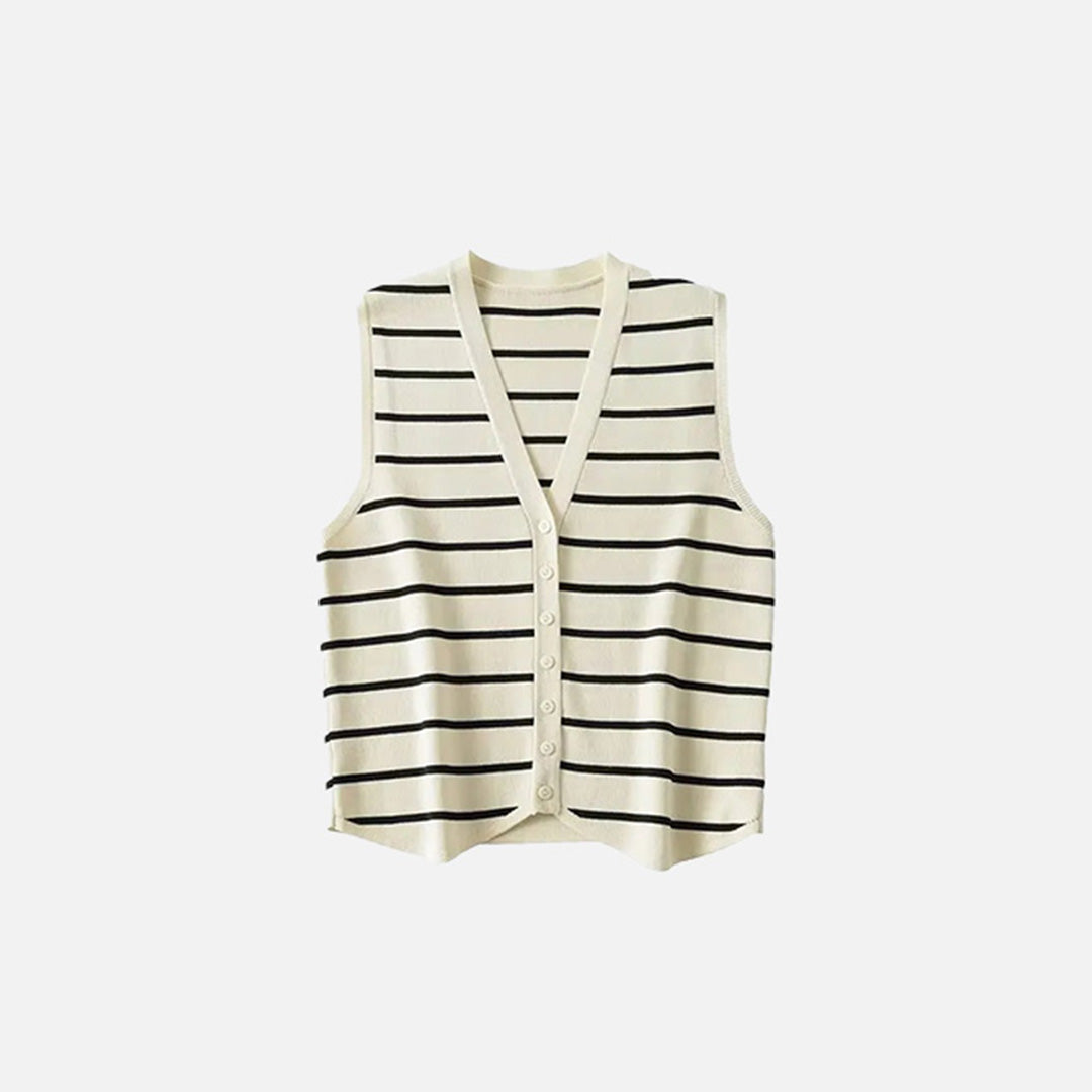 Striped Button-Up Knitted Vest