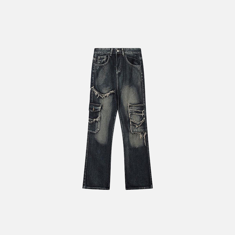 Used-Look-Jeans mit hohem Bund und lockerer Passform
