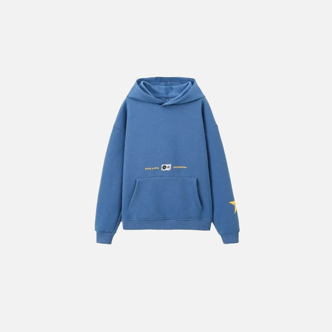 Sweat à capuche ample à imprimé lettres bleues