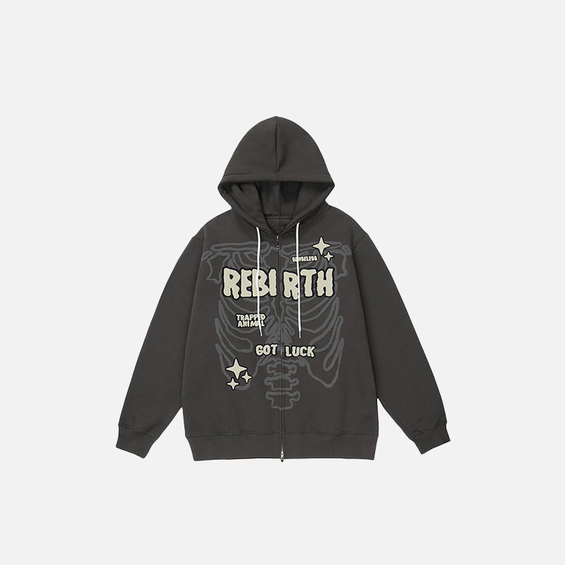 Sweat à capuche zippé squelette « Renaissance »