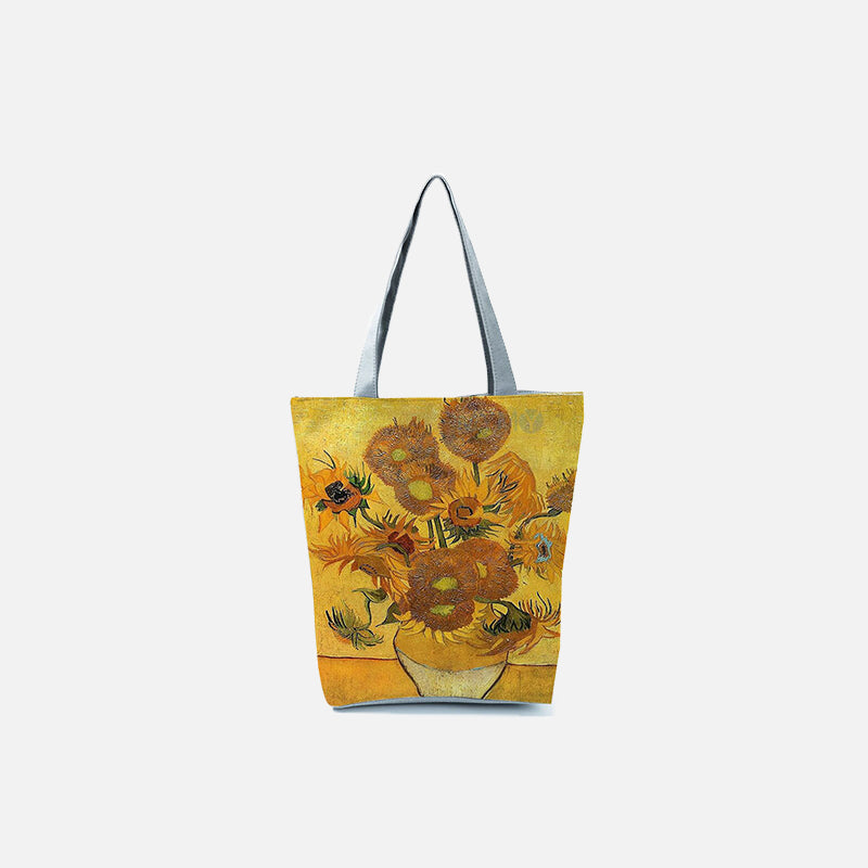 Gelbe Retro-Tragetasche mit Blumenmuster