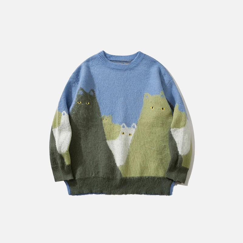 Strickpullover mit Sternenkatzen