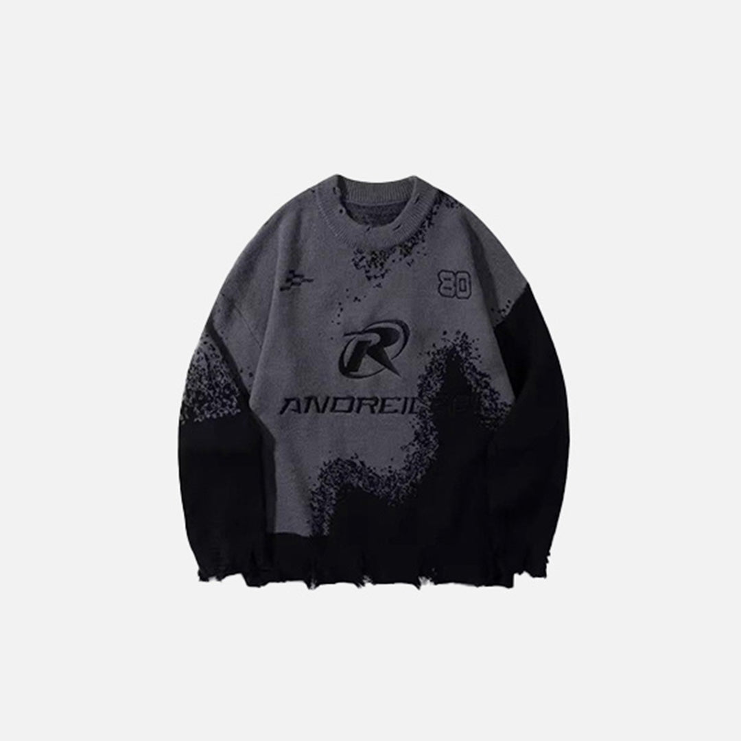 Futuristischer Used-Look-Pullover