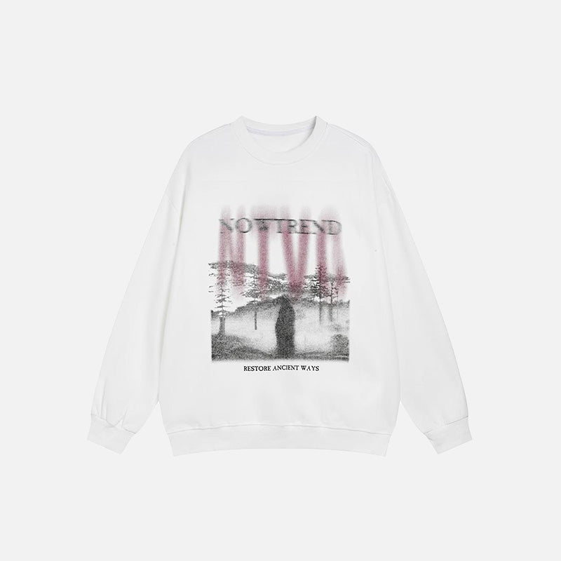 Sweatshirt mit Waldnebel-Grafik