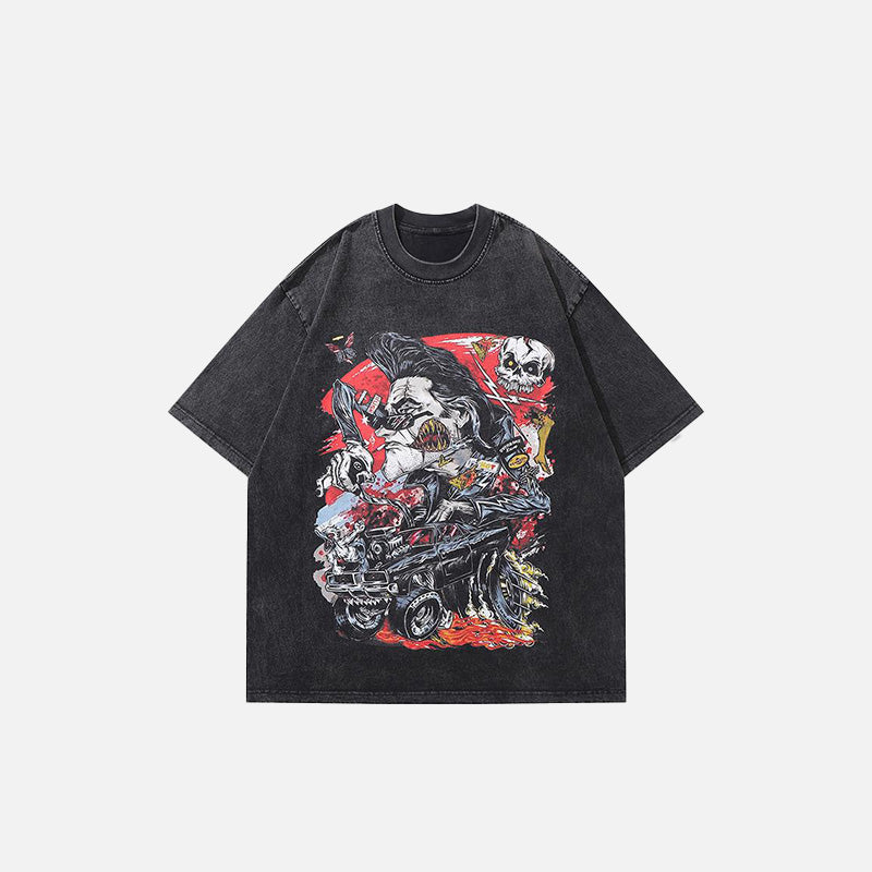 Lockeres T-Shirt mit wütendem Anime-Aufdruck