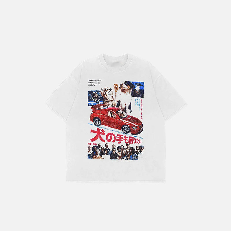 T-Shirt mit japanischem Tiermotiv aus den 90ern