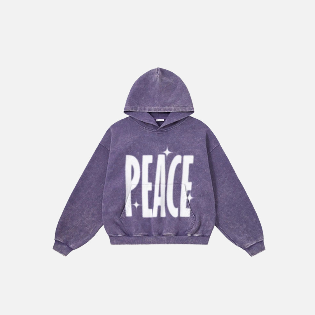Übergroßer Hoodie mit Friedensstern-Motiv