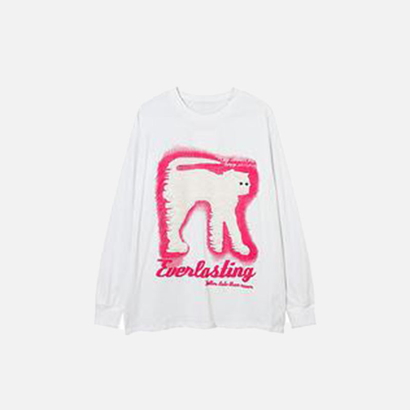 Sweatshirt mit Cartoon-Katzenmotiv, lockerer Schnitt