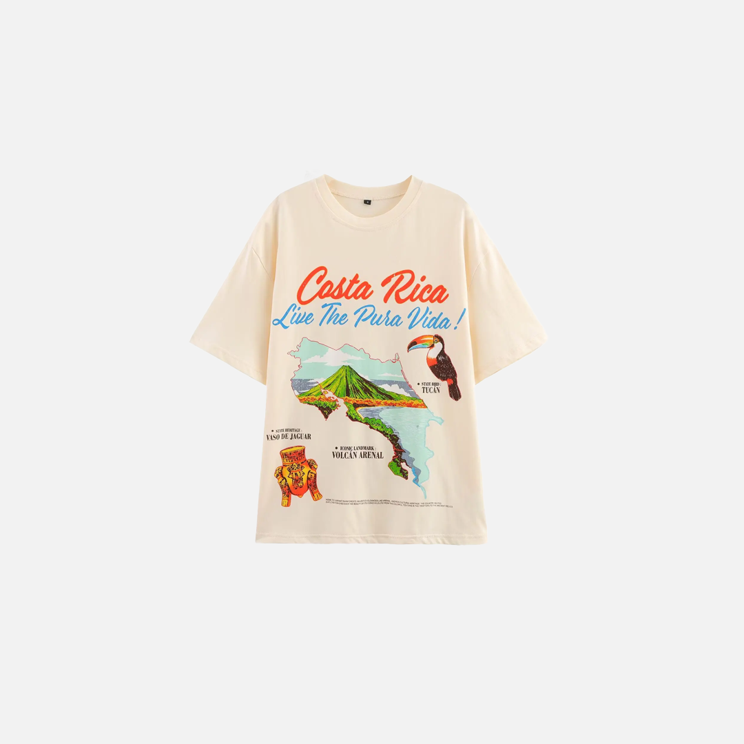 T-shirt décontracté pour femme en coton à imprimé oiseaux