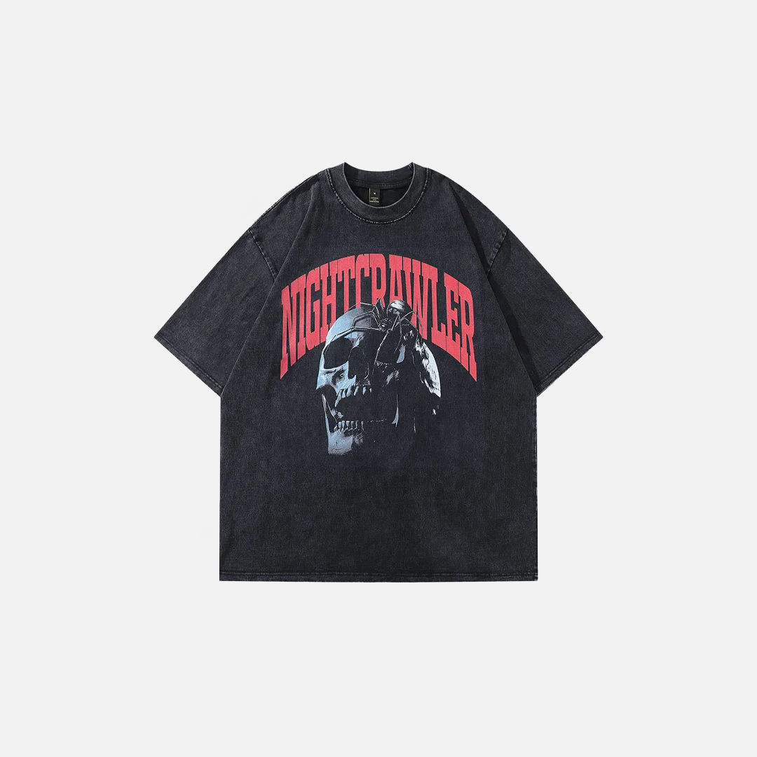T-shirt vintage hip-hop à imprimé tête de mort