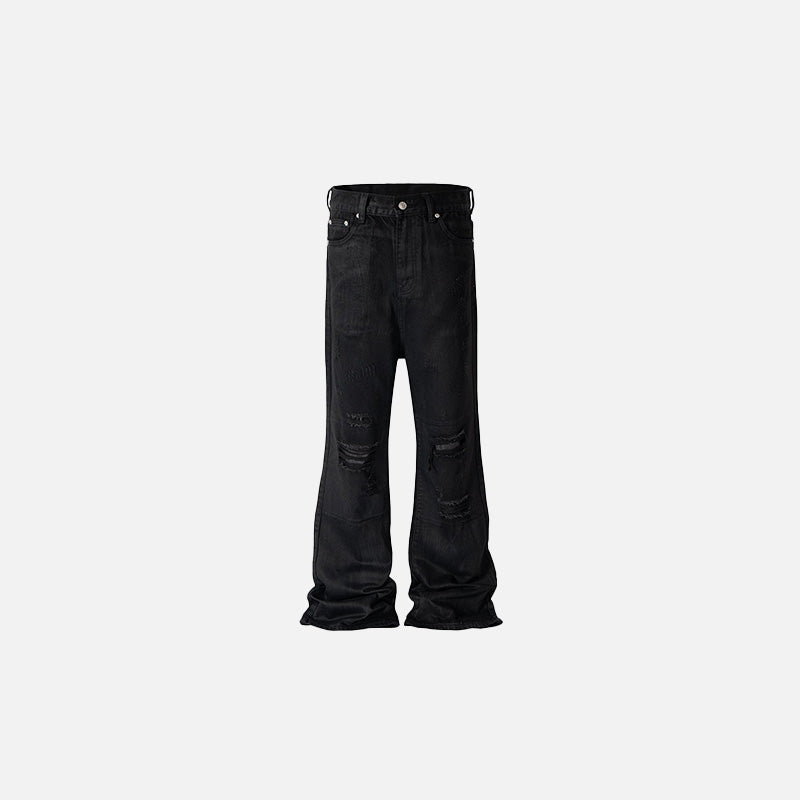 Schwarze Jeans im Used-Look, weit geschnitten