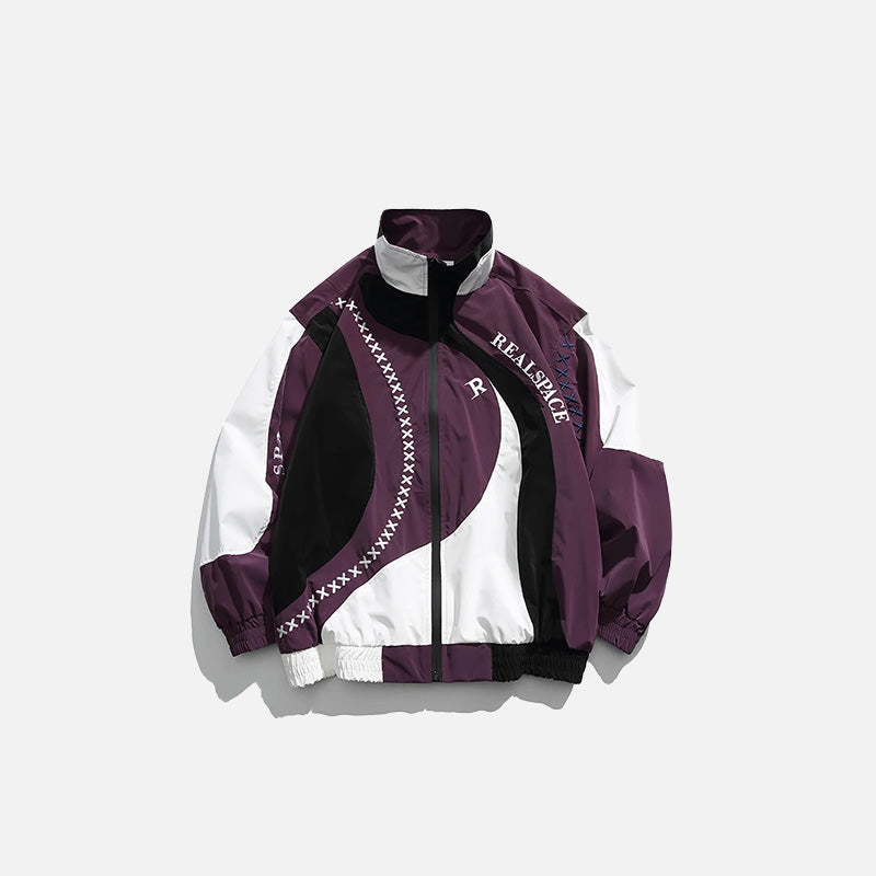 Jacke mit Stickereistreifen-Patchwork