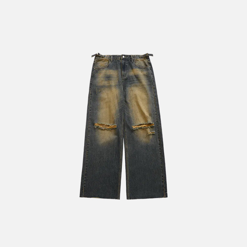 Jean en denim délavé et déchiré vintage