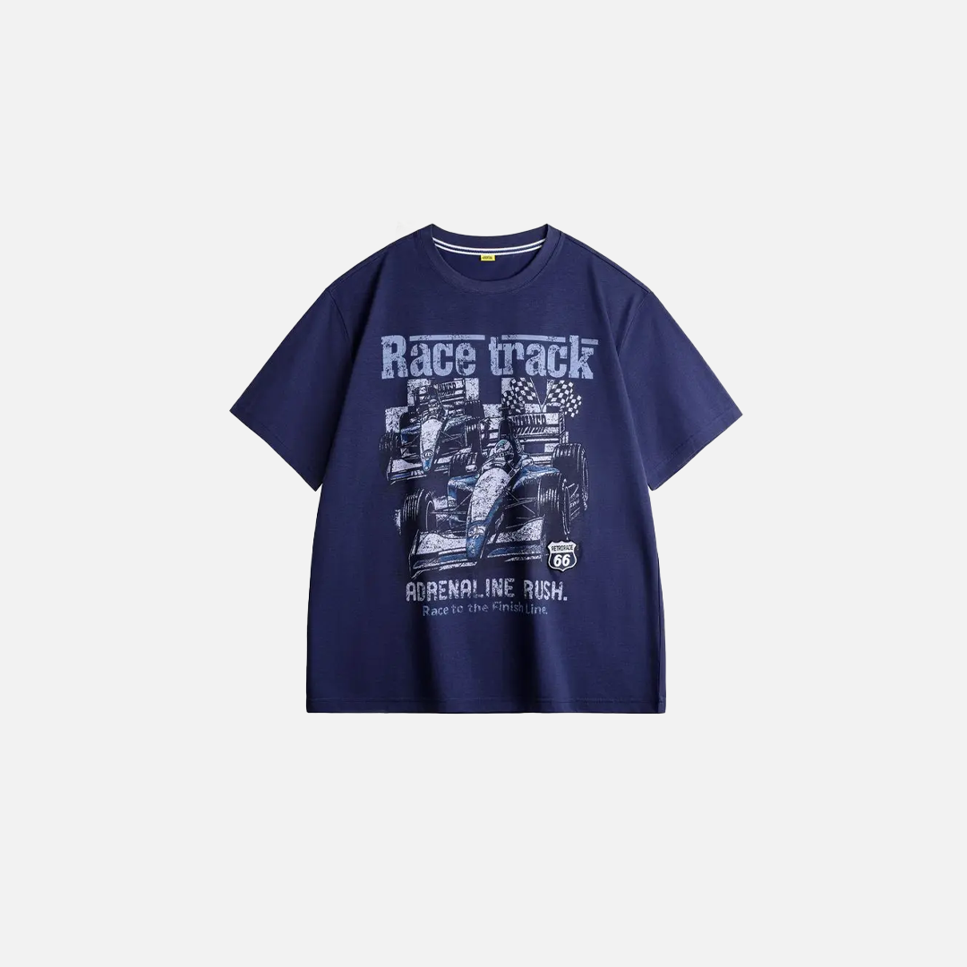 Vintage Casual Racing Print T-Shirt